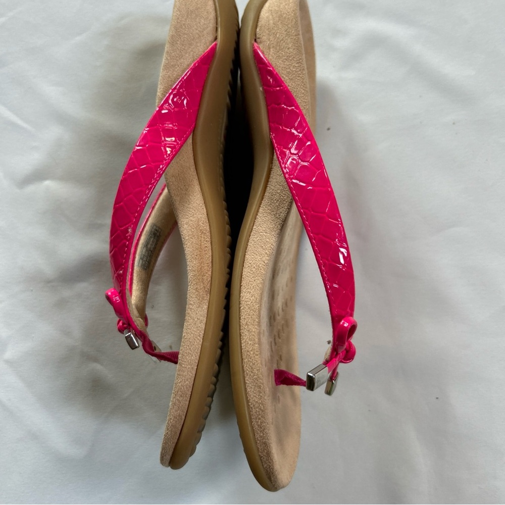 Vionic Bella Bright Pink Orthotic Flip Flops with Bows Sz 6.5-VGUC - Picture 3 of 5